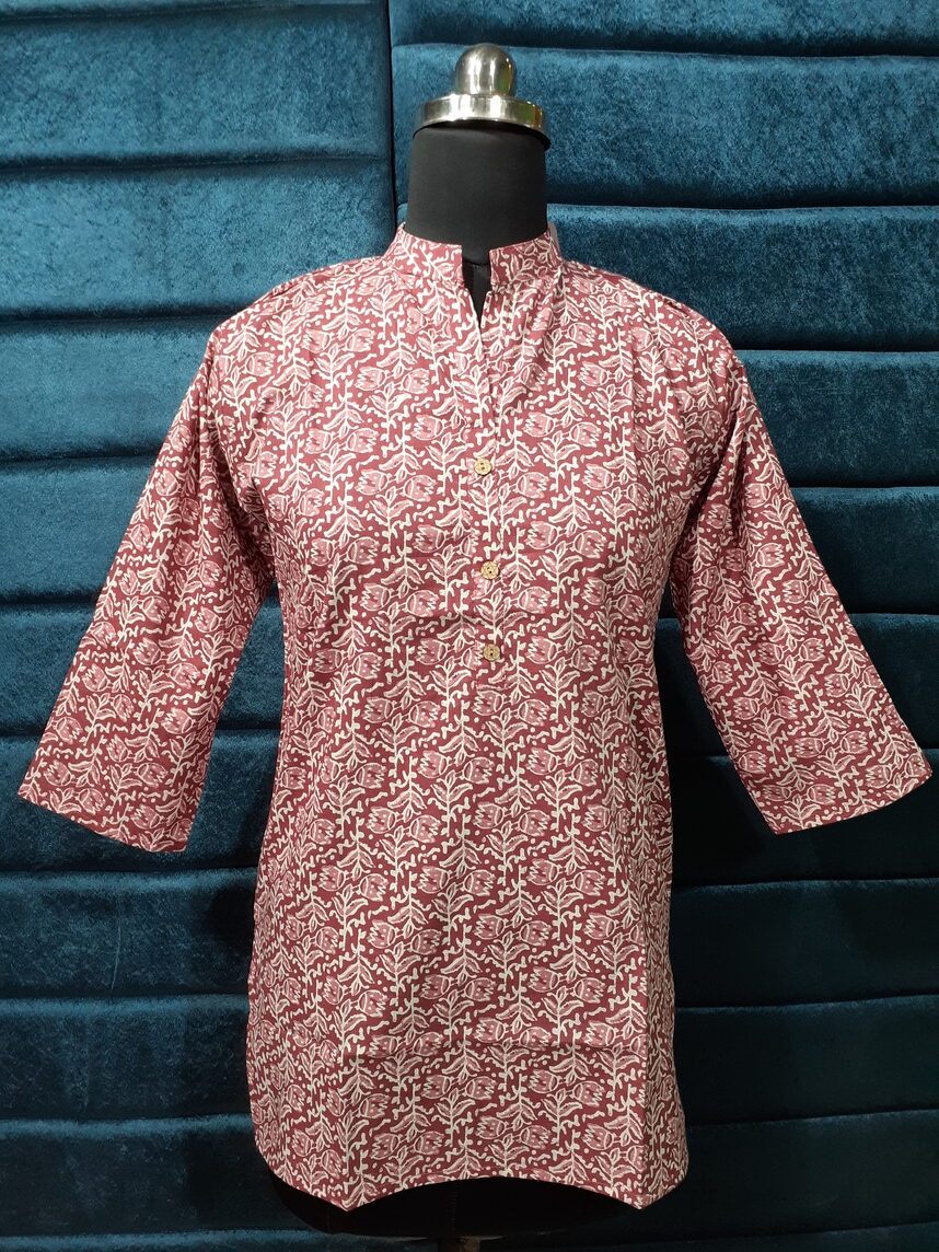 Onion pink handblock print short top